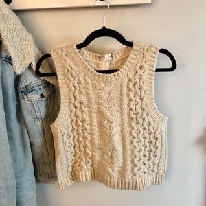 Ivory knit sweater vest